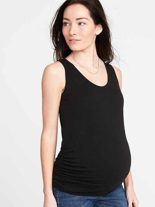 View large product image 1 of 1. Maternity Shirred Scoop-Neck Tank