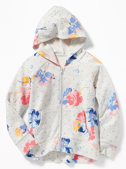 View large product image 1 of 2. Floral-Print Zip-Front Hoodie for Girls