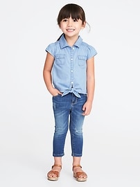 View large product image 3 of 4. Tie-Hem Chambray Shirt for Toddler Girls