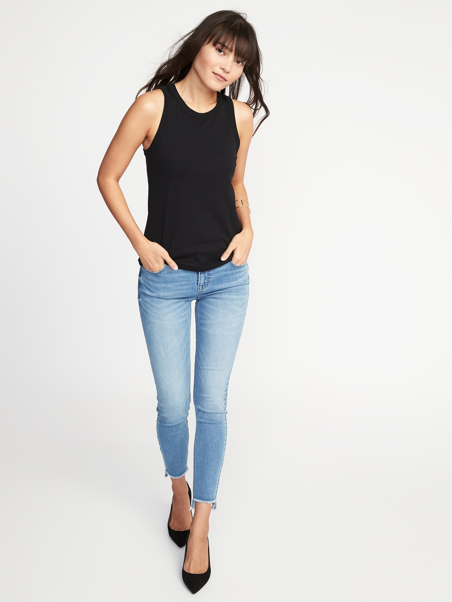 Slim-Fit High-Neck Sleeveless Tee for Women | Old Navy