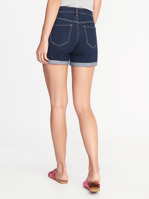Slim Denim Midi Shorts for Women (5