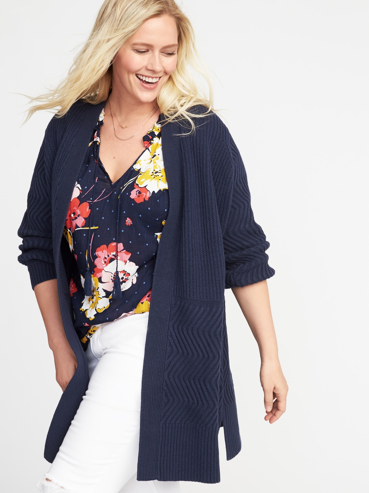 Textured Open-Front Plus-Size Cardi Coat | Old Navy