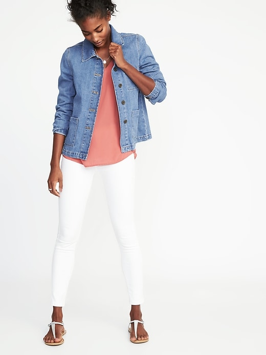 Image number 3 showing, Button-Front Denim Chore Jacket for Women