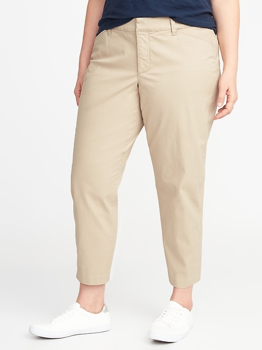 View large product image 1 of 1. Mid-Rise Secret-Slim Pockets Plus-Size Pixie Chinos