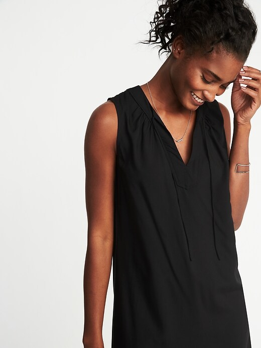 Image number 3 showing, Sleeveless Tie-Neck Shift Dress for Women