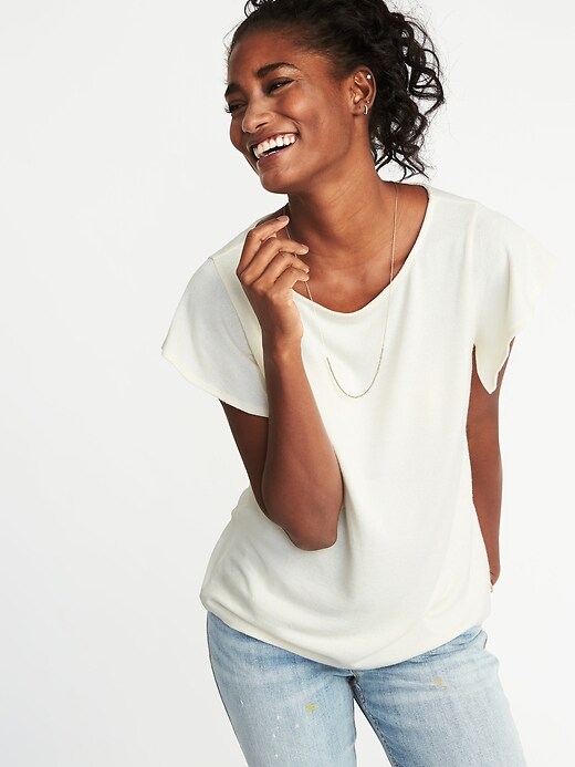 Image number 4 showing, Relaxed Flutter-Sleeve Top for Women