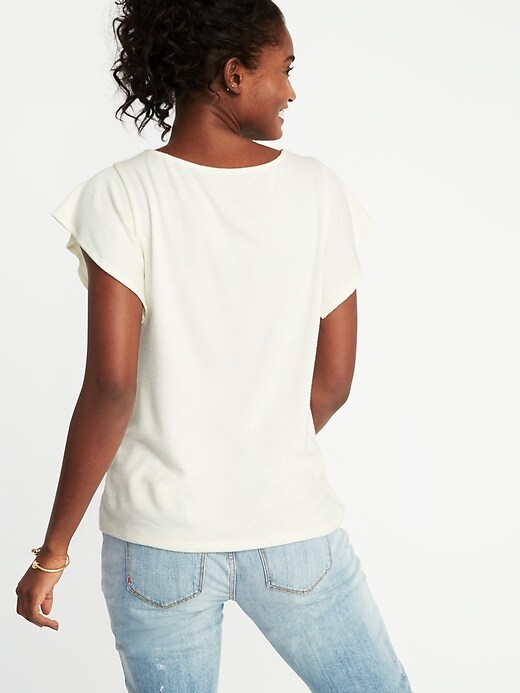 Image number 2 showing, Relaxed Flutter-Sleeve Top for Women