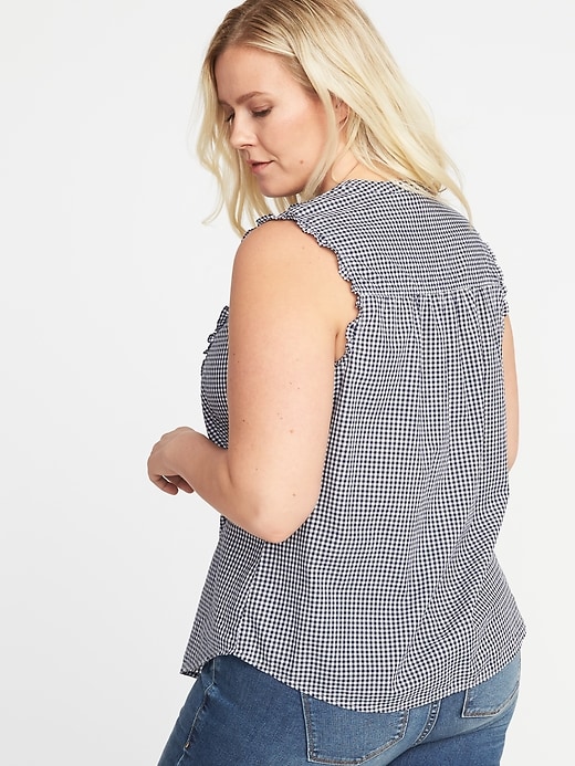 Image number 2 showing, Ruffled Gingham Plus-Size Button-Front Blouse