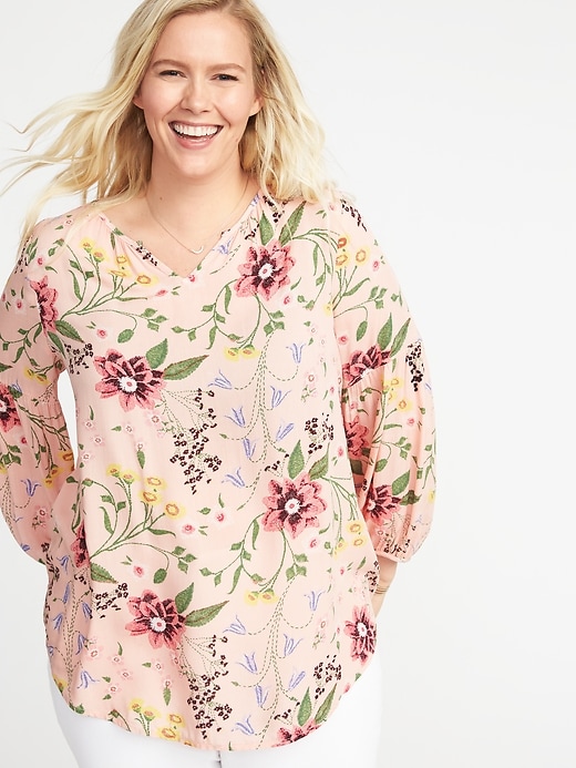 Relaxed Plus-Size Shirred Blouse | Old Navy