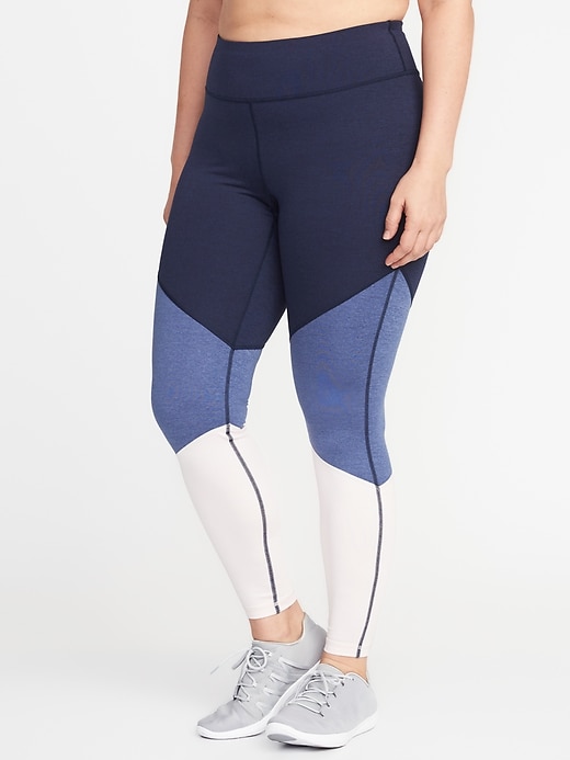 View large product image 1 of 2. High-Rise Plus-Size Color-Block Compression Leggings