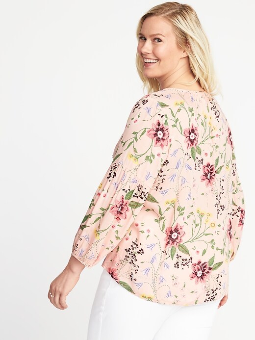 Image number 2 showing, Relaxed Plus-Size Shirred Blouse
