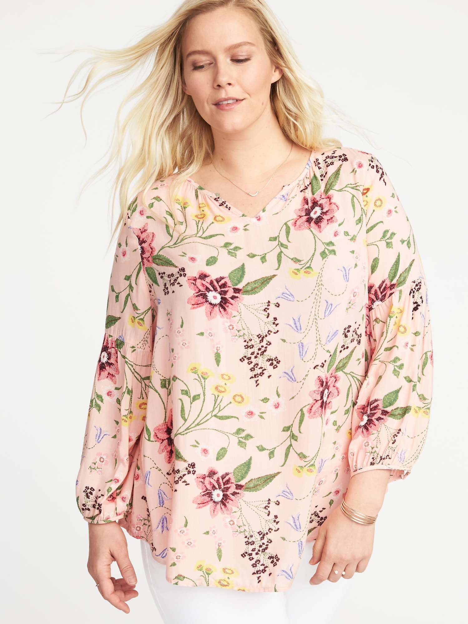 Relaxed Plus-Size Shirred Blouse | Old Navy