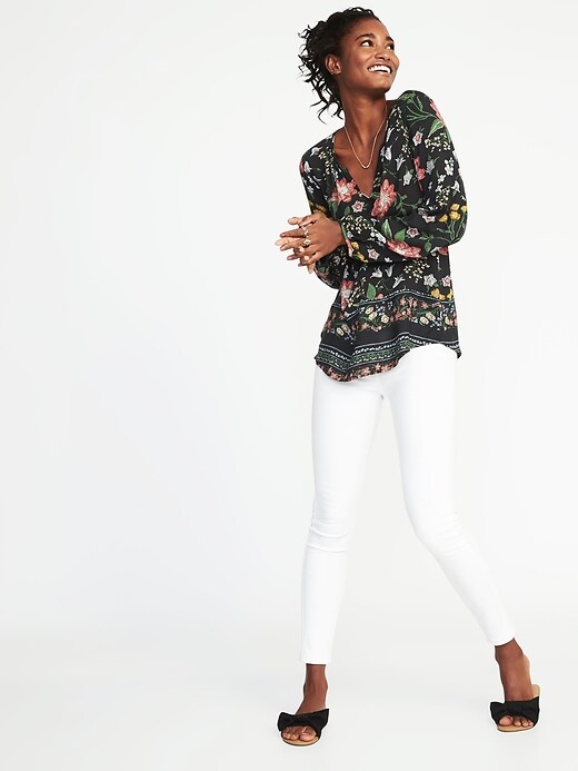 Image number 3 showing, Relaxed Floral-Printed Shirred Blouse for Women