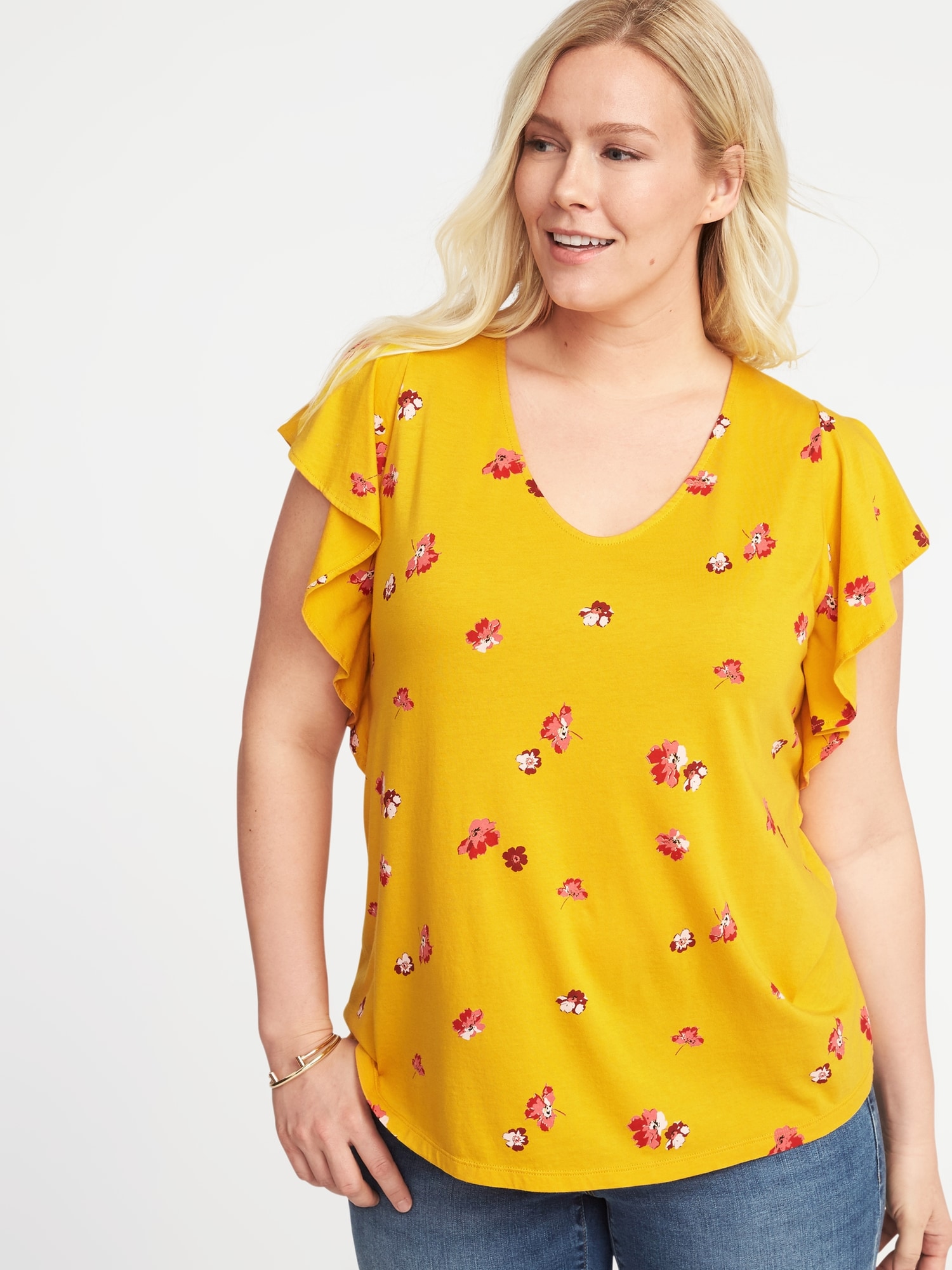 Plus-Size Ruffle-Sleeve Top | Old Navy