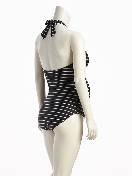 View large product image 2 of 2. Maternity Twist-Front Halter Swimsuit