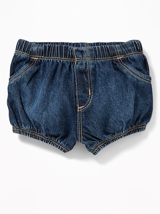 View large product image 1 of 2. Denim Ruffle-Back Bloomers for Baby