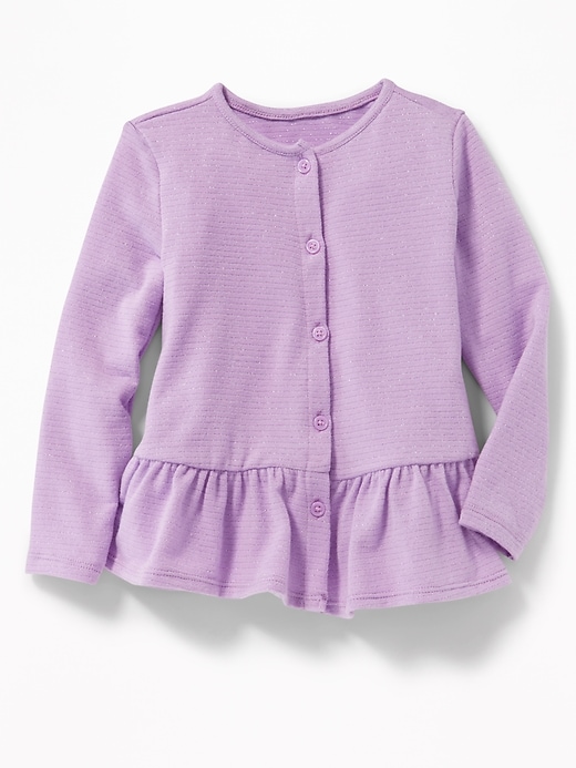 View large product image 1 of 2. Peplum-Hem Metallic-Stripe Top for Toddler Girls