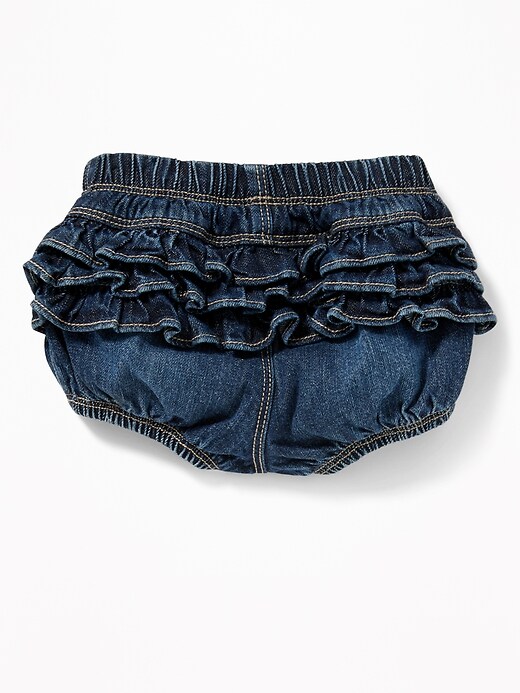 View large product image 2 of 2. Denim Ruffle-Back Bloomers for Baby