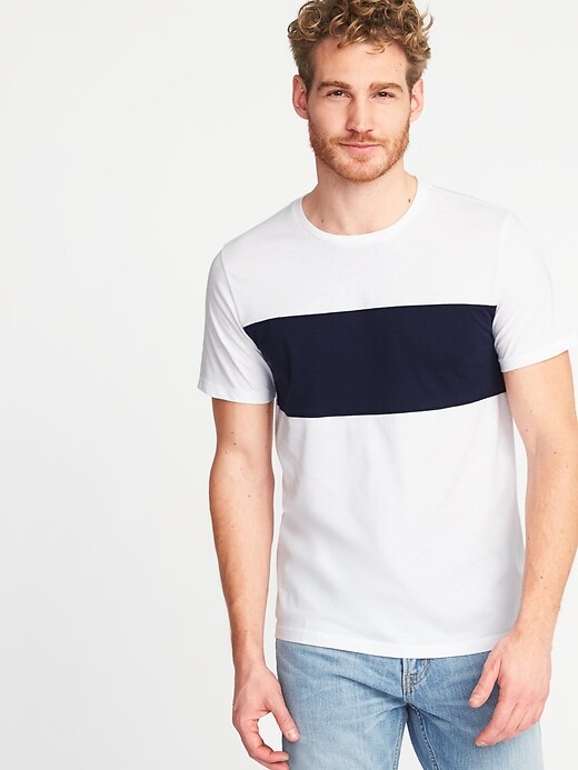 View large product image 1 of 1. Soft-Washed Color-Block Tee for Men