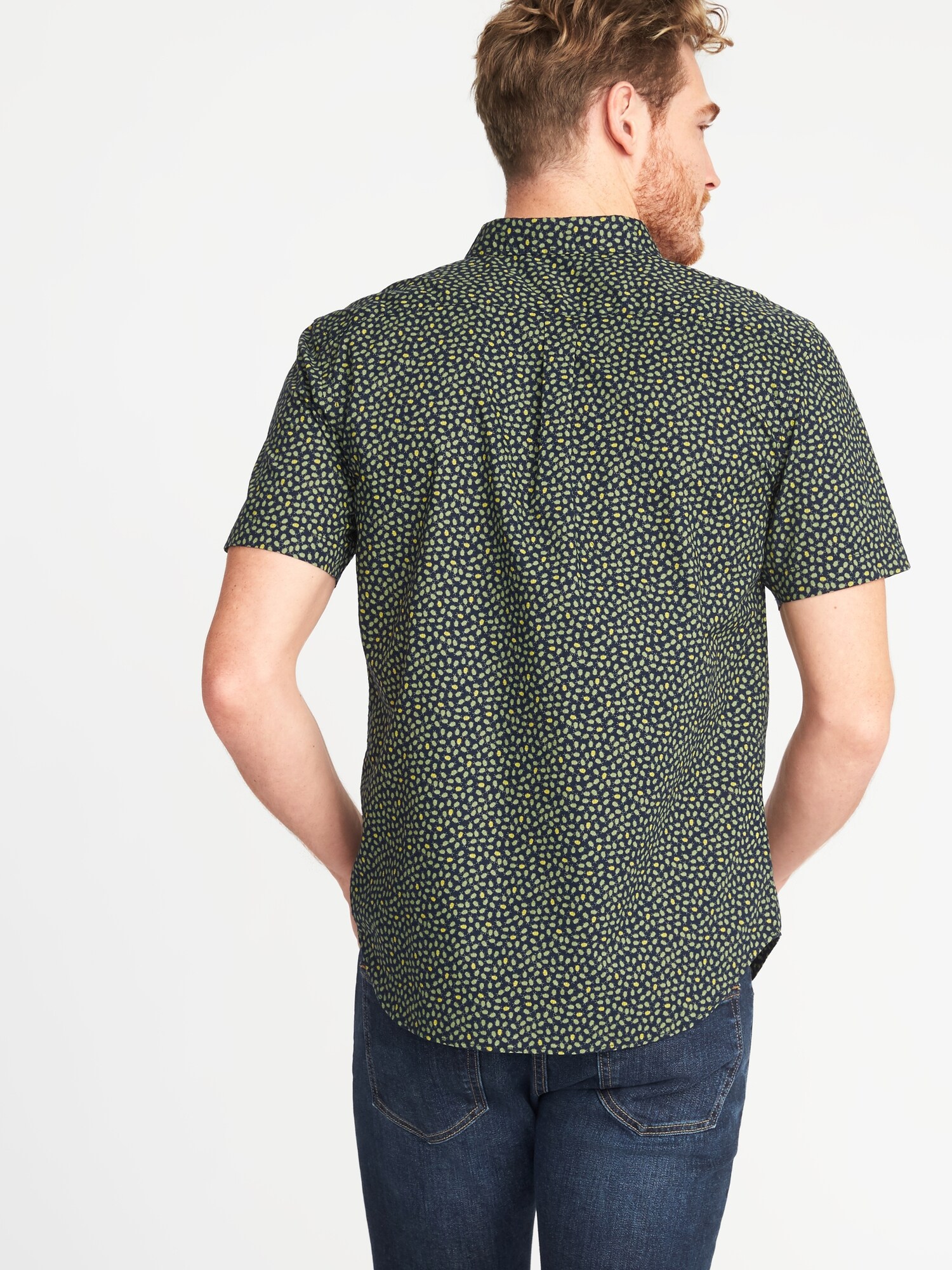 Slim-Fit Built-In Flex Botanical-Print Classic Shirt for Men | Old Navy