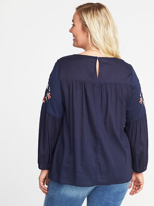 Image number 2 showing, Plus-Size Embroidered V-Neck Blouse