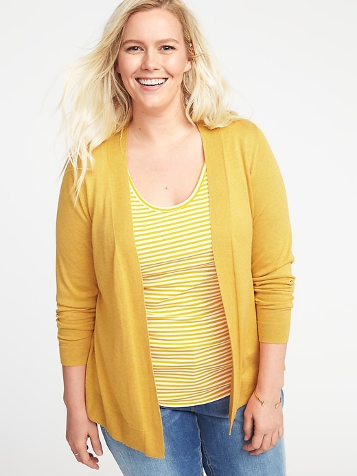 View large product image 1 of 1. Plus-Size Open-Front Sweater