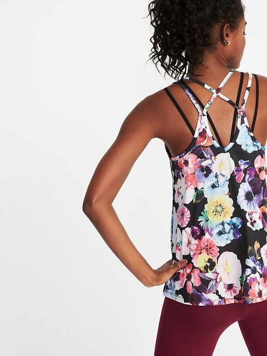 Image number 2 showing, Strappy Floral-Print Performance Tank for Women