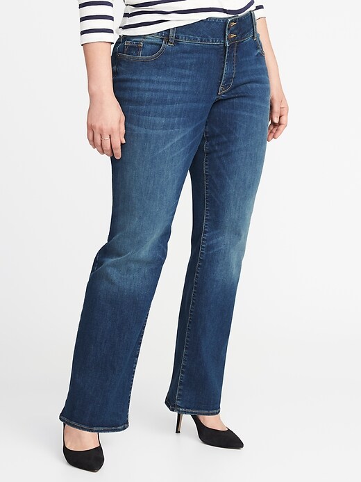 Image number 1 showing, High-Rise Secret-Slim Pockets Built-In Sculpt Plus-Size Boot-Cut Jeans