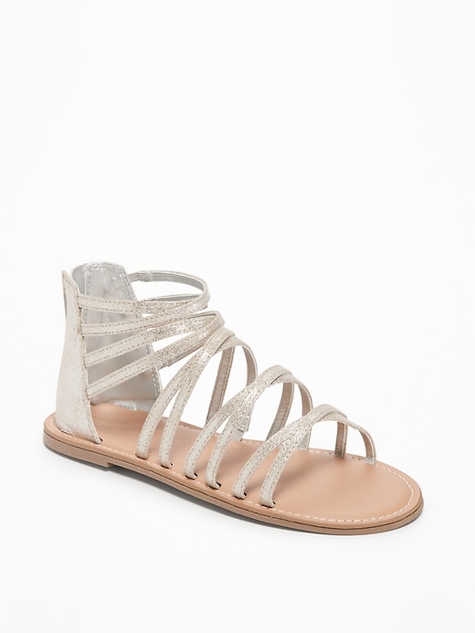 View large product image 1 of 3. Sueded Metallic Gladiator Sandals for Girls