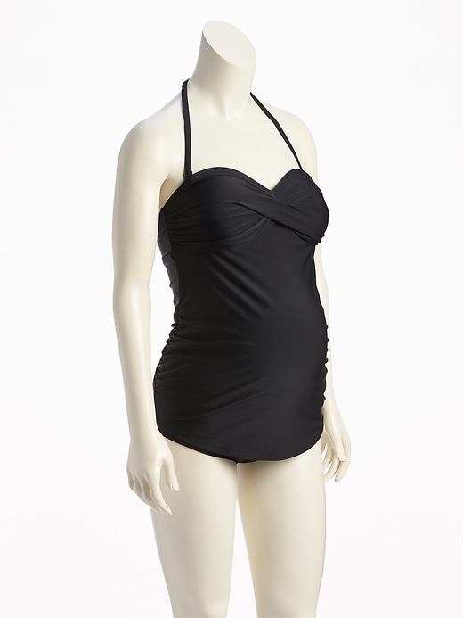 View large product image 1 of 2. Maternity Twist-Front Bandeau Tankini Top