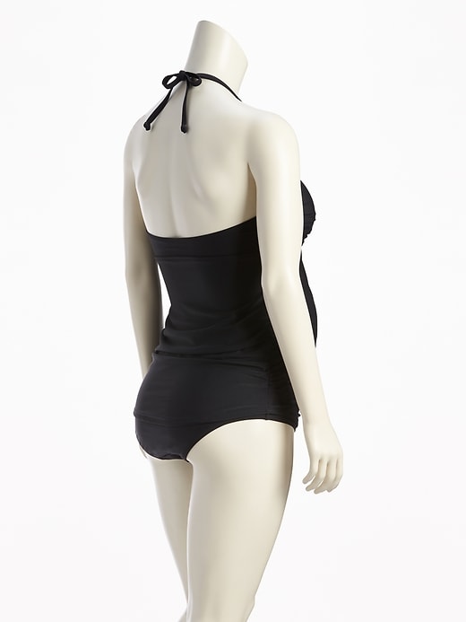 View large product image 2 of 2. Maternity Twist-Front Bandeau Tankini Top