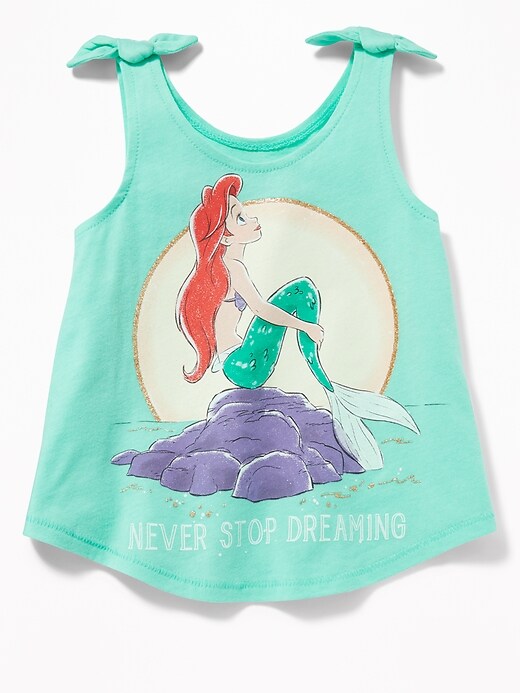 View large product image 1 of 2. Disney&#169 Little Mermaid "Never Stop Dreaming" Tie-Shoulder Tank for Toddler Girls