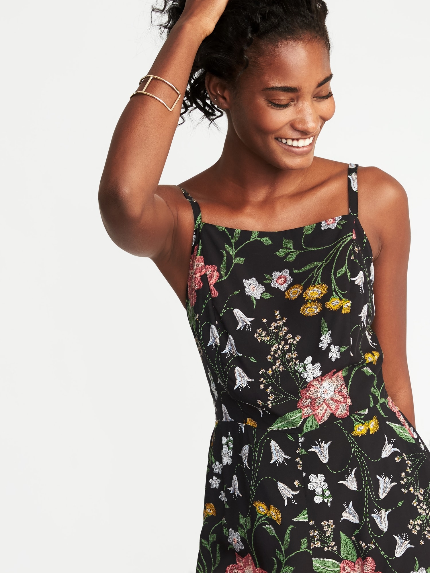 Old navy deals black floral jumpsuit