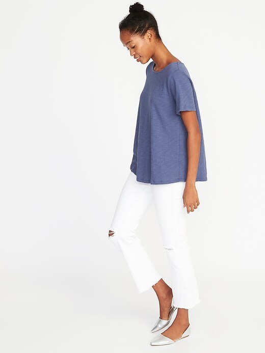 Image number 3 showing, Relaxed Slub-Knit Lace-Up Top for Women