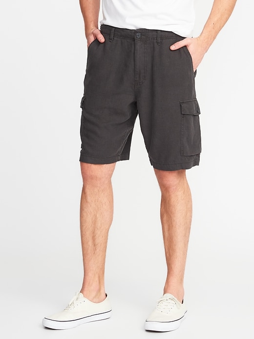View large product image 1 of 2. Linen-Blend Cargo Shorts - 10 inch inseam
