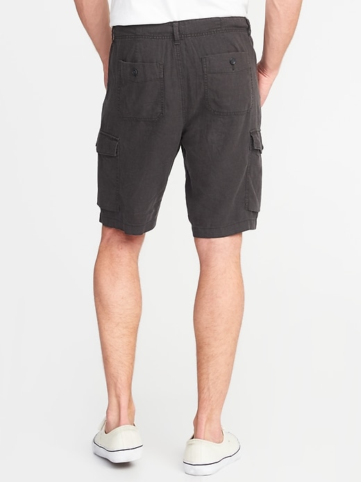 View large product image 2 of 2. Linen-Blend Cargo Shorts - 10 inch inseam