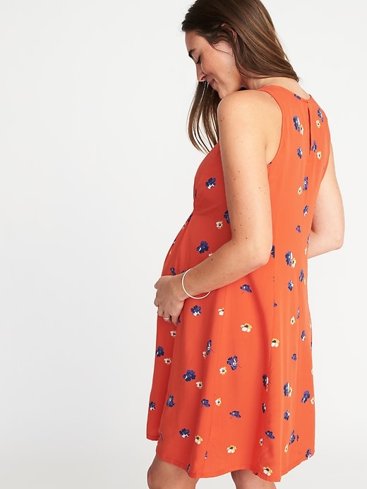 Image number 2 showing, Maternity Sleeveless High-Neck Shift Dress