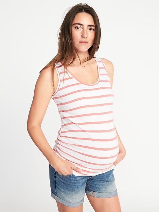 Image number 1 showing, Maternity Shirred Scoop-Neck Tank