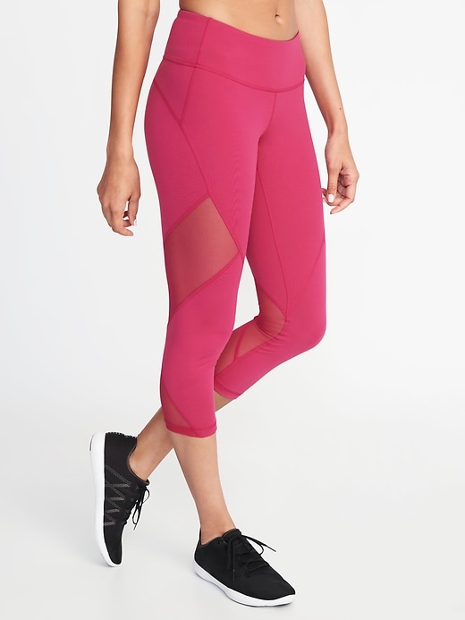 Mid-Rise Mesh-Panel Crops for Women | Old Navy