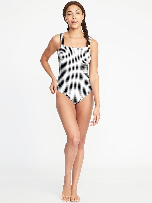 Image number 3 showing, Square-Neck One-Piece Swimsuit for Women