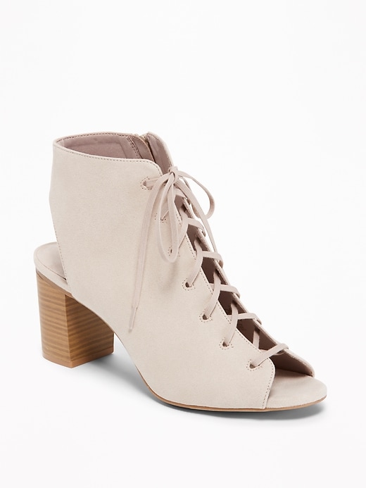 Sueded Lace-Up Booties for Women | Old Navy