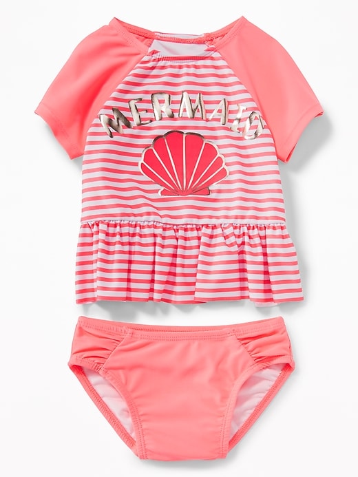 View large product image 1 of 2. "Mermaid" Peplum-Rashguard Swim Set for Toddler Girls