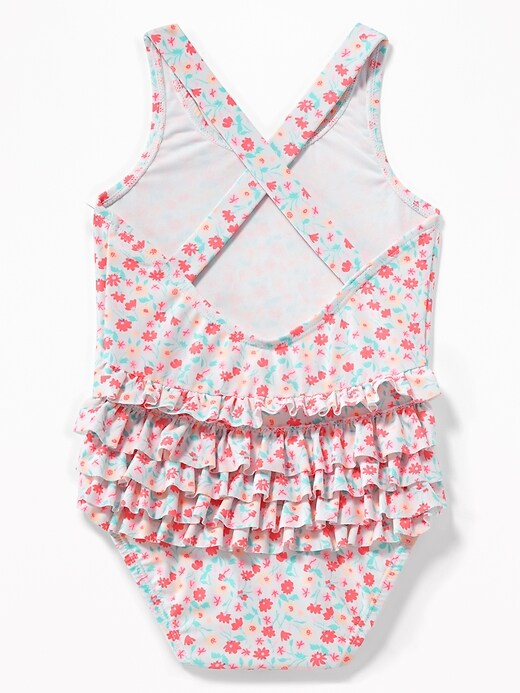View large product image 2 of 2. Floral-Print Ruffle-Back Swimsuit for Toddler Girls