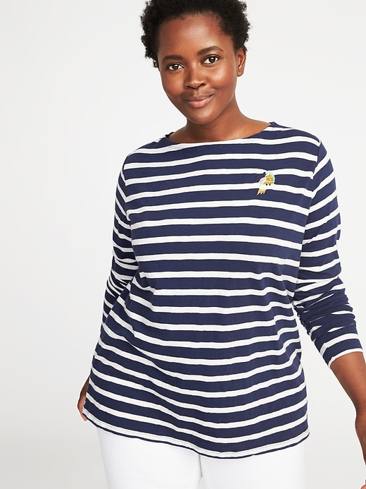 Image number 1 showing, Plus-Size Graphic Mariner-Stripe Tee