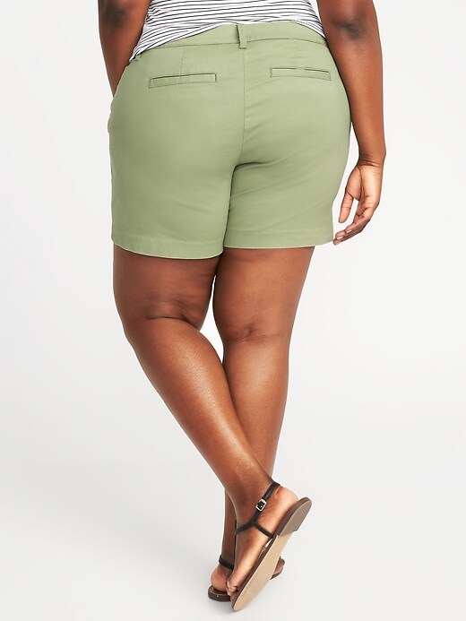 View large product image 2 of 3. Mid-Rise Secret-Slim Pockets Plus-Size Pixie Chino Shorts (7")