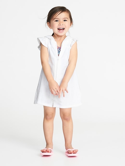 View large product image 1 of 1. Hooded Loop-Terry Zip-Front Cover-Up for Toddler Girls