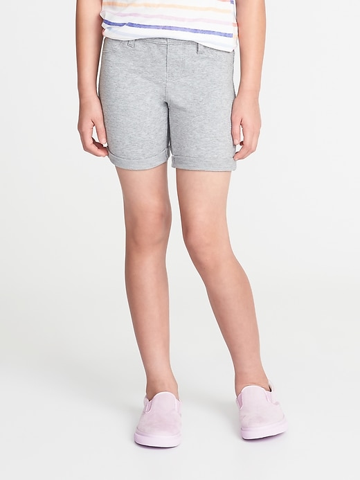 View large product image 1 of 1. Cuffed French Terry Midi Shorts for Girls