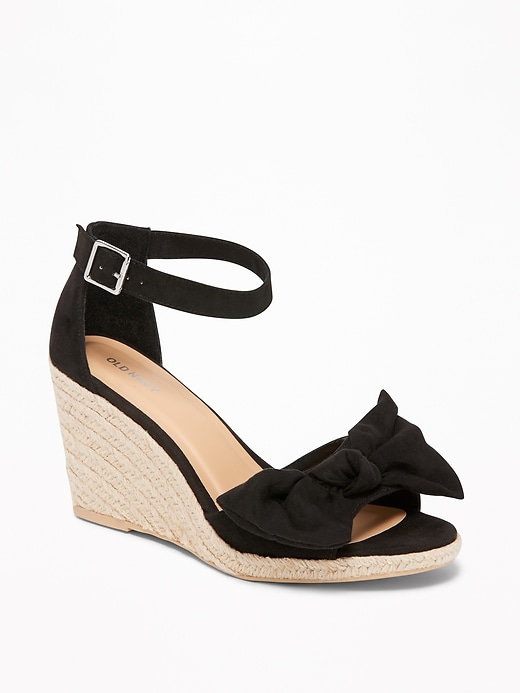 Image number 1 showing, Sueded Bow-Tie Espadrille Wedges for Women