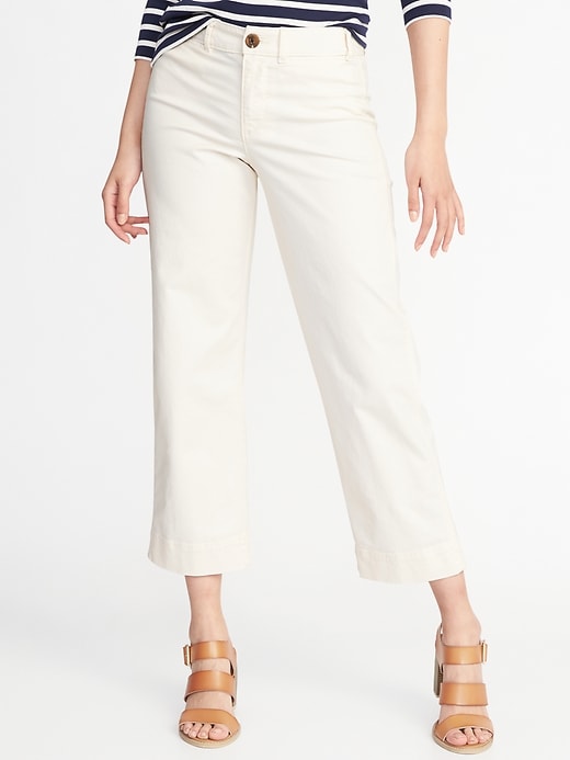 Mid-Rise Cropped Wide-Leg Chinos for Women | Old Navy