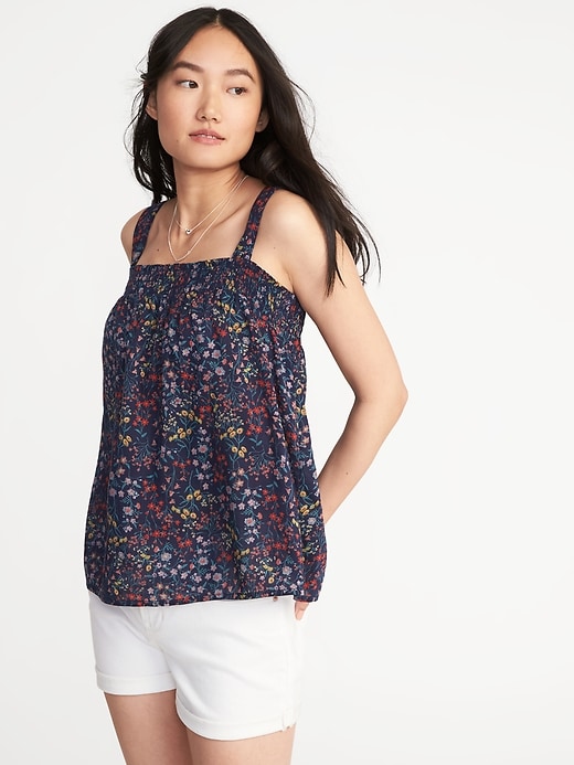 Image number 1 showing, Smocked Floral Swing Top for Women